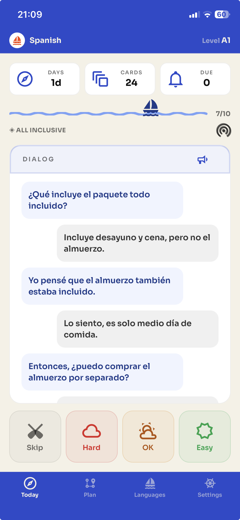 Dialogue card