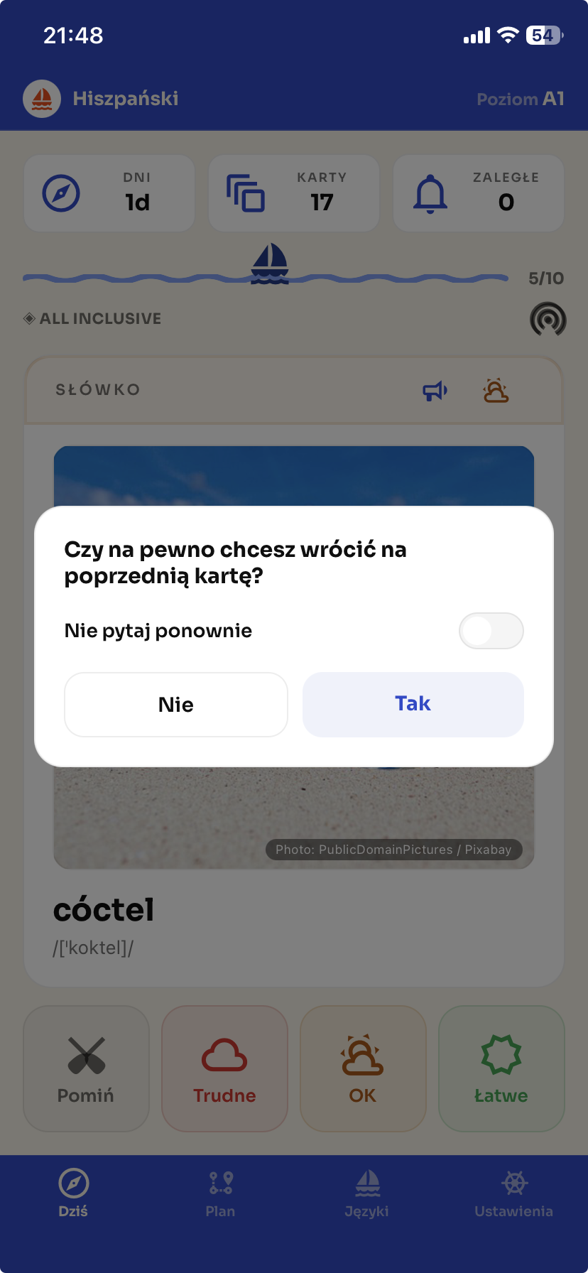 Potwierdzenie cofnięcia karty