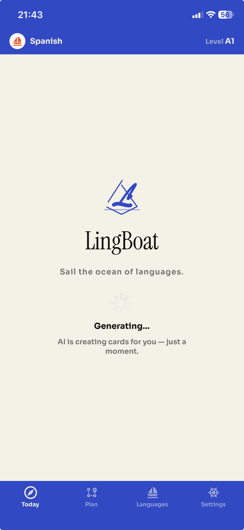 Generating lesson screen