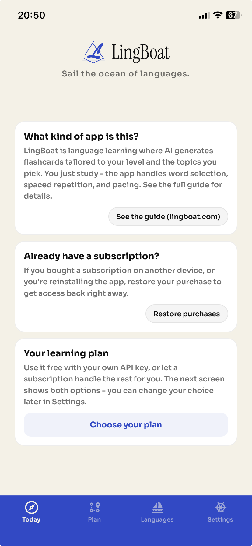 Onboarding welcome screen