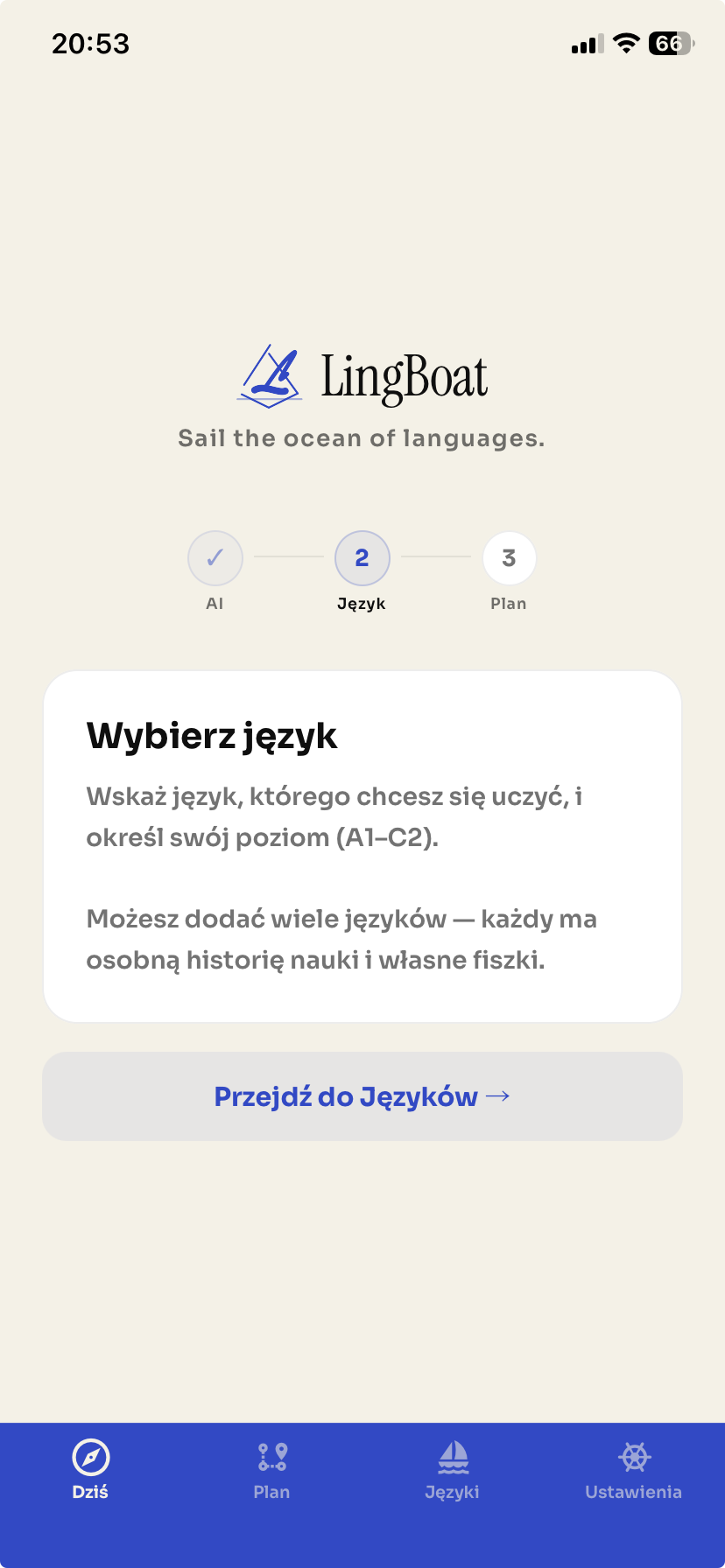 Krok 2: Wybierz język