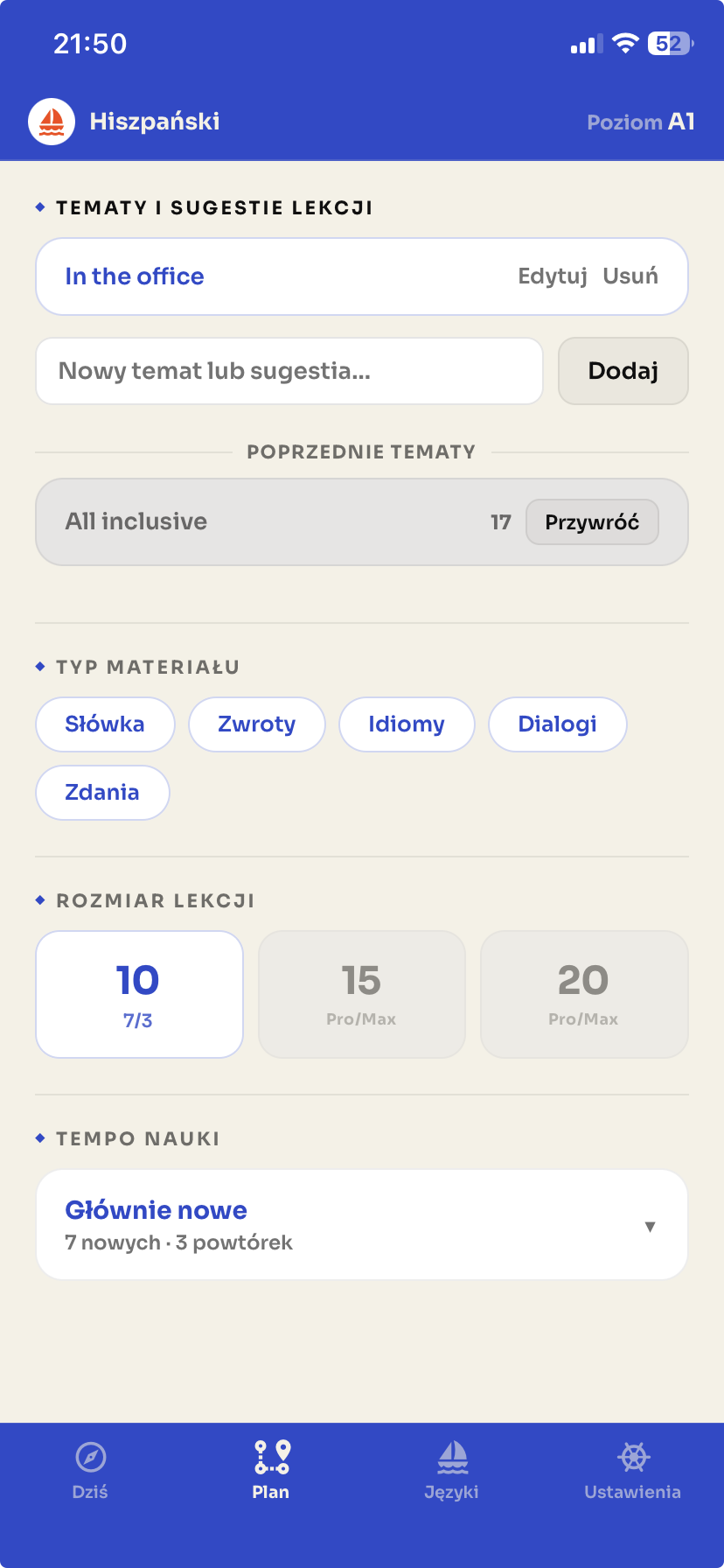 Poprzednie tematy z przyciskiem Przywróć